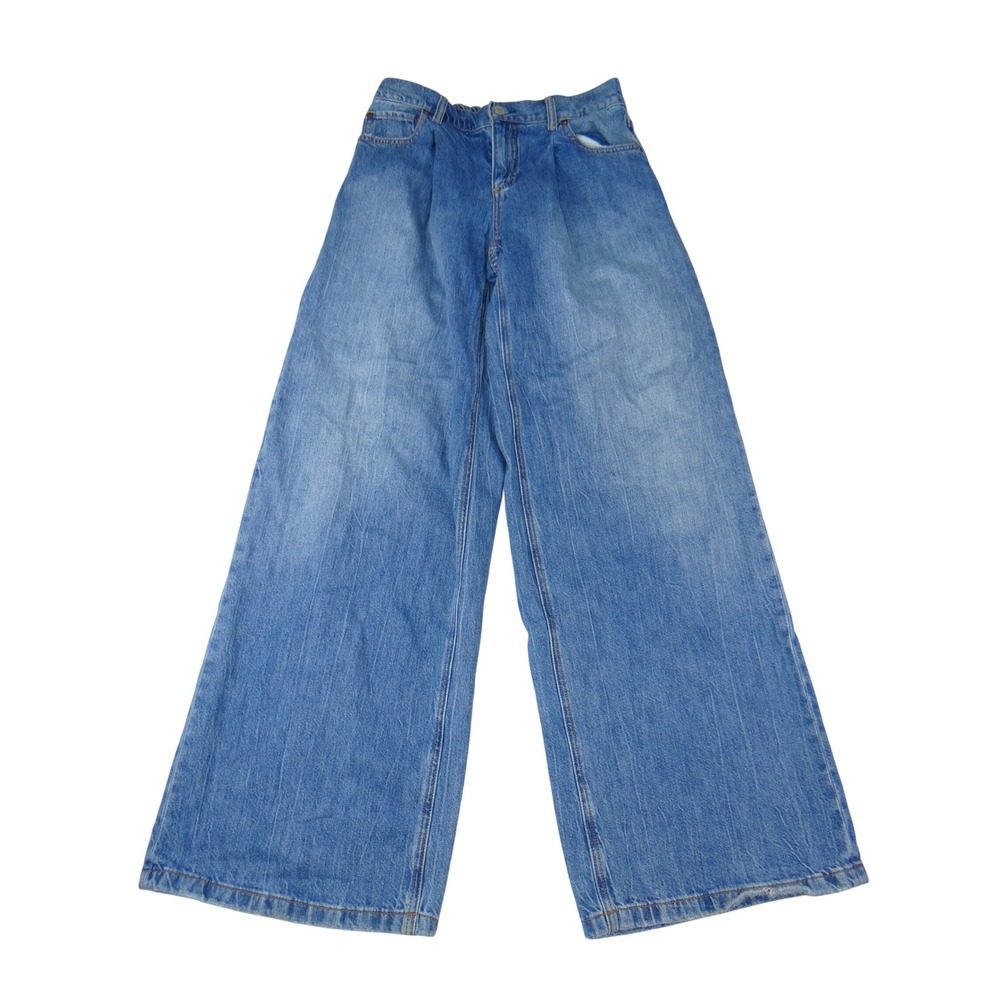 Alice + Olivia Jeans Blue Wide Leg Elastic Waist Denim CD402117100 Size 28
